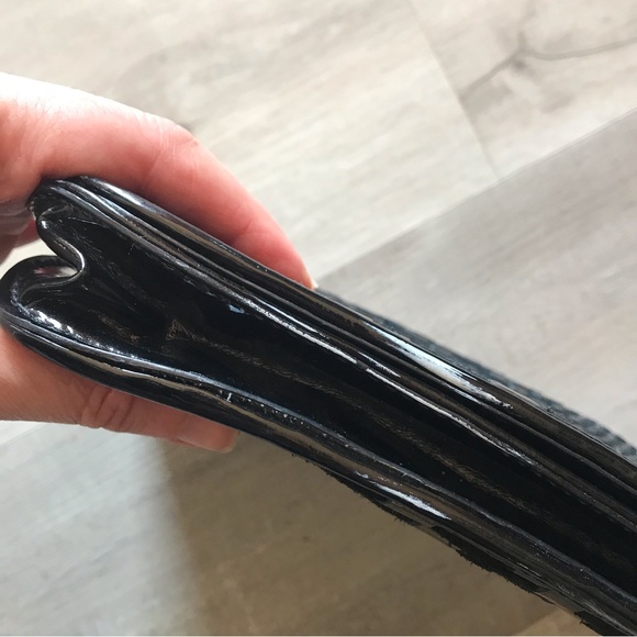 Cole Haan Genevieve Oversize Clutch Bag Abstract Woven Patent and Suede Leather - Picture 14 of 14